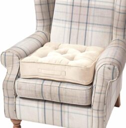 "Homescapes Cream Faux Suede Armchair Booster Cushion Cream Cream 50cm x 50cm x 10cm (20"" x 20"" x 4"")"