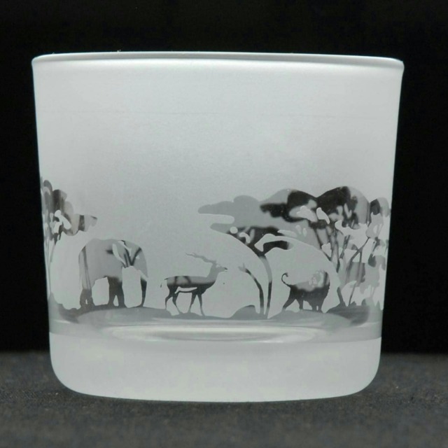 Animo Glass Engraved Votive Tealight Holder Safari