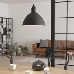 EGLO Priddy Steel Black/White Minimalist Single Pendant