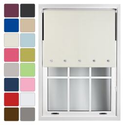 FURNISHED Blackout Roller Blinds with Round Eyelets Cut to Size Easy Fit Window Shade Cream Cream (W) 90cm x (L) 210cm
