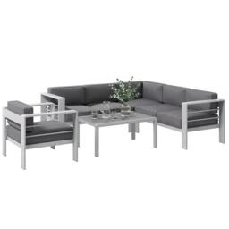 Outsunny 5 PCs Garden Sofa Set w/ Cushions, Aluminium Furniture Sets, Grey
