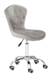 Orsina Ergonomic Grey Velvet Buttoned Home Office Chair, Comfortable Work From Home Chair, Movable Ergonomic Chair