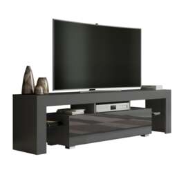 TV Unit TV Stand Cabinet Grey Gloss Sideboard Media Console Storage Unit 160cm