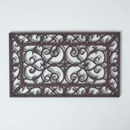 Homescapes Cast Iron Door Mat Brown Rectangular Parisian Design