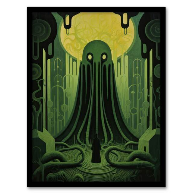 Rise Cthulhu H.P. Lovecraft Mythos Horror Black Framed Wall Art Print A4