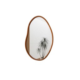 56CM Irregular Wooden Wall Mirror Brown Brown One Size