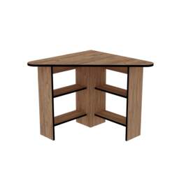 Corner Computer Desk with Shelves Orange Atlantic Pine & Black 1