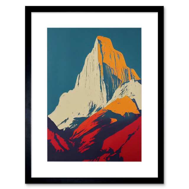 "El Capitan Rock Yosemite Valley Pop Yellow Red 9x7"" Black Framed Wall Art Print"