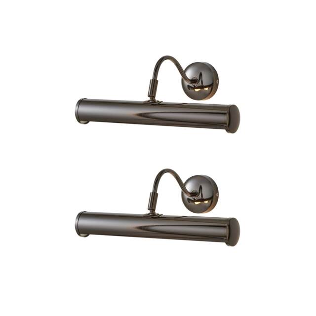 ValueLights Gemini Pair Black Chrome Twin Picture Wall Lights Black
