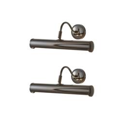 ValueLights Gemini Pair Black Chrome Twin Picture Wall Lights Black