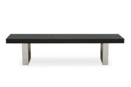 Orsina Bench With Black Wooden Top, Sleek Wooden Bench, Garden Bench For Outddor Patio, Rectangular Dining Bench