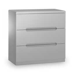 Premium Midtown 3 Drawer Chest - Grey High Gloss