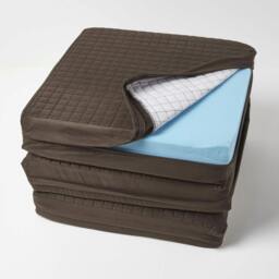 Homescapes Brown Quilted Polyester 3 Seater Orthopaedic Booster Cushion Cover Brown Brown 150 x 50 x 10 cm