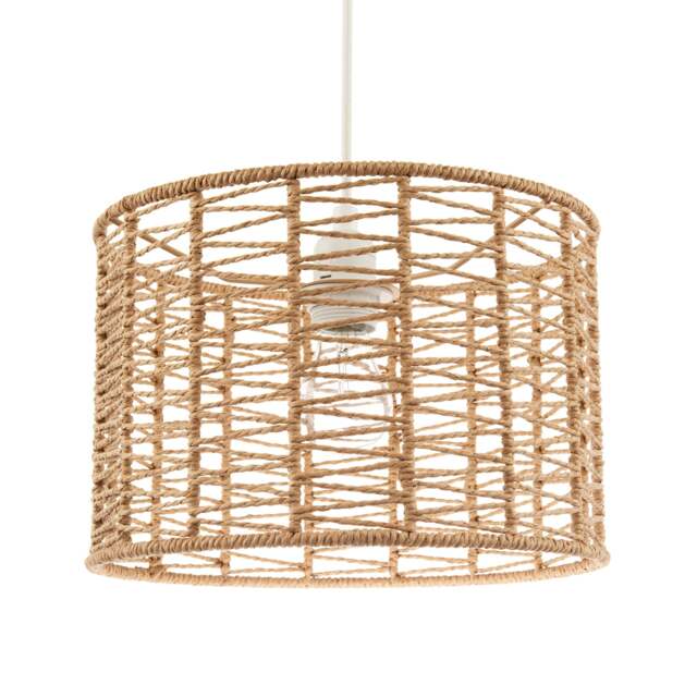 Classic Twisted Brown Paper Pendant Light Shade with Strapped Design Brown Brown 1