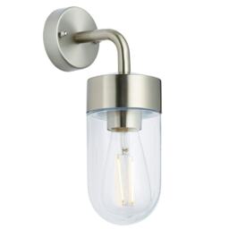 North 1 Light Outdoor Wall Light Brushed Stainless Steel & Clear Glass IP44, E27