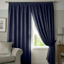 Voli Pencil Pleat Taped Top Lined Curtains - 117cm x 183cm - Navy