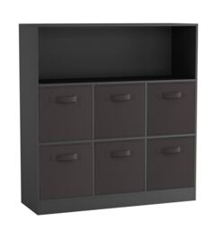 Wide 7-Cube Bookcase With Drawers Black Black & Black 1