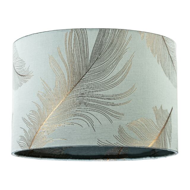 Dusty Duck Egg Cotton Jacquard Lamp Shade with Gold Foil Fern Design