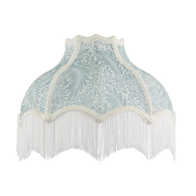 Classic Victorian Lamp Shade in Light Emerald Green Velvet with Trims