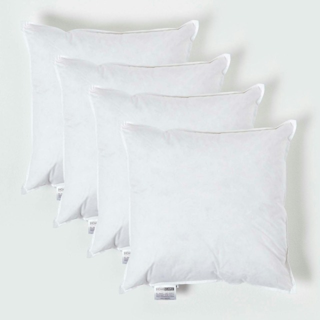 "Homescapes Luxury Duck Feather Cushion Pad Insert Inner 40 x 40 cm (16 x 16 inches) - Pack of 4 White 40 x 40 cm (16 x 16"")"