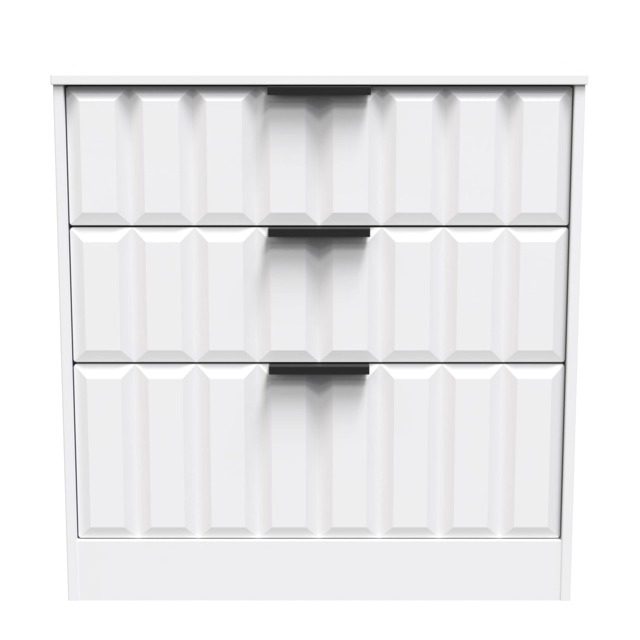 Seattle 3 Drawer Deep Chest of Drawers in White Matt (Ready Assembled) White White Matt