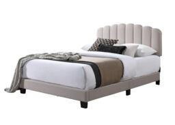 4ft6 Double Pebble Velvet Fabric Upholstered Bed Frame,Fan Clear Pebble Double