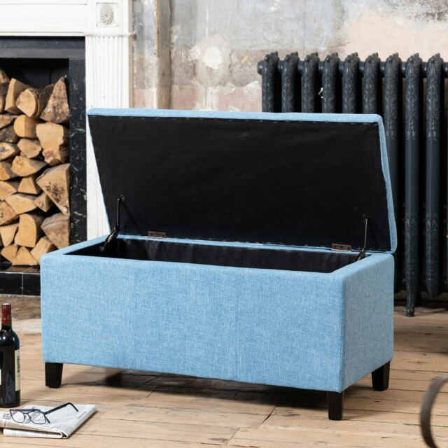 Henbury Fabric Storage Ottoman - Blue