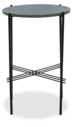 Interiors by Premier Green Marble Side Table, End Table with Black Crisscross Base, Powder Coated Frame Side Table, Bedside Table Green