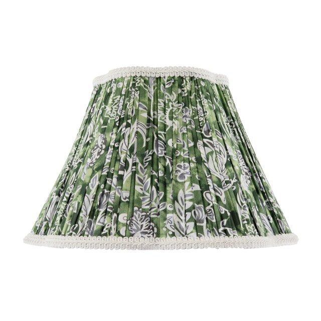 Emerald Green and White Floral Victorian Lamp Shade with Embroidery Green Emerald Green 1