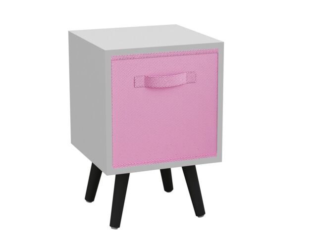 White 1-Drawer Cube Shelving Unit with Scandinavian Legs Pink Light Pink & Black 1