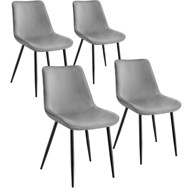 Dining Chair Monroe - padded, velvet look, ergonomic seat, black steel legs Grey grey 4