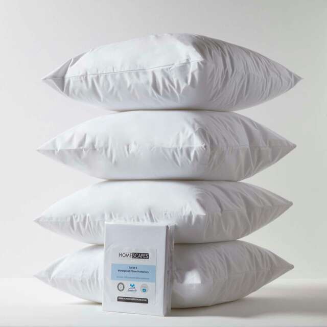 Homescapes Waterproof Pillow Protectors - 60 x 60 cm - Pack of 4 White