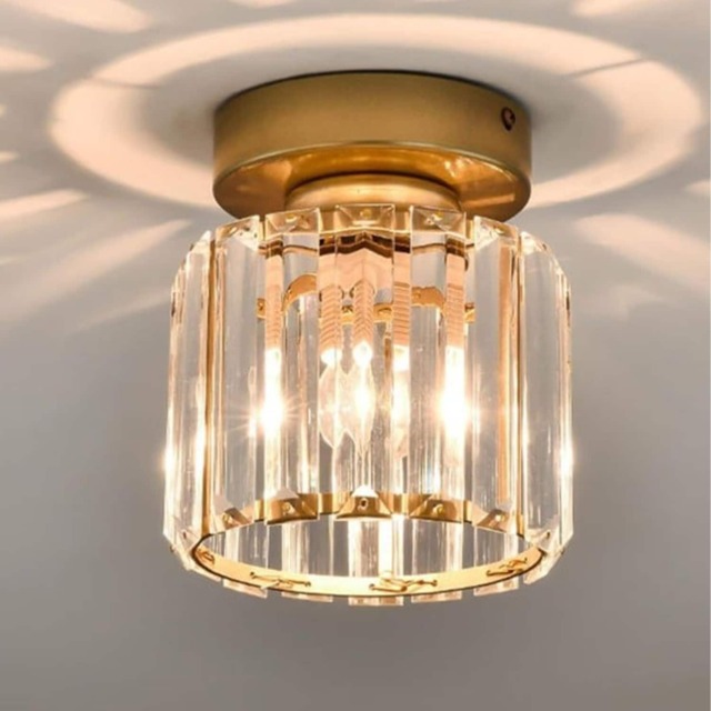 LED Ceiling Lights Semi Flush Pendant Light Glass Lampshade Golden