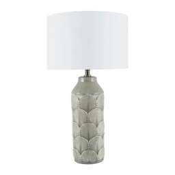 Embossed Art Deco Grey Ceramic Table Lamp