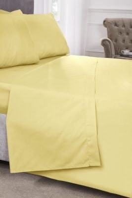 Percale Collection 180 Thread Count Percale Flat Sheet in Lemon - Single