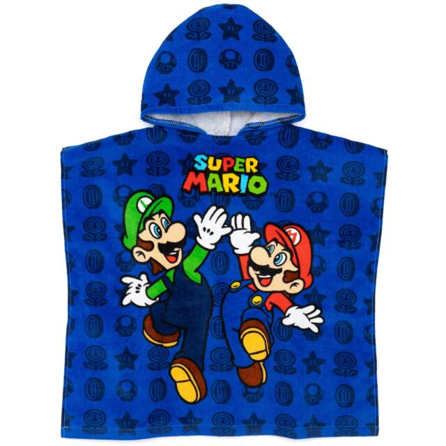 Super Mario Childrens/Kids Hooded Towel - Blue - One Size