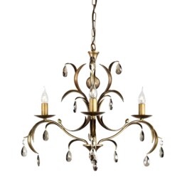 Lily Chandelier 3 Light Metallic Bronze Floral Leaves Design