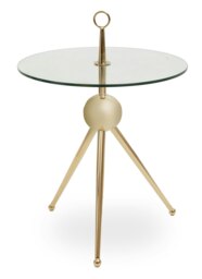 Interiors by Premier Clear Glass Gold Frame Side Table, Stylish Design End Table with Tripod Metal Legs, Rose Gold Corner Table Gold