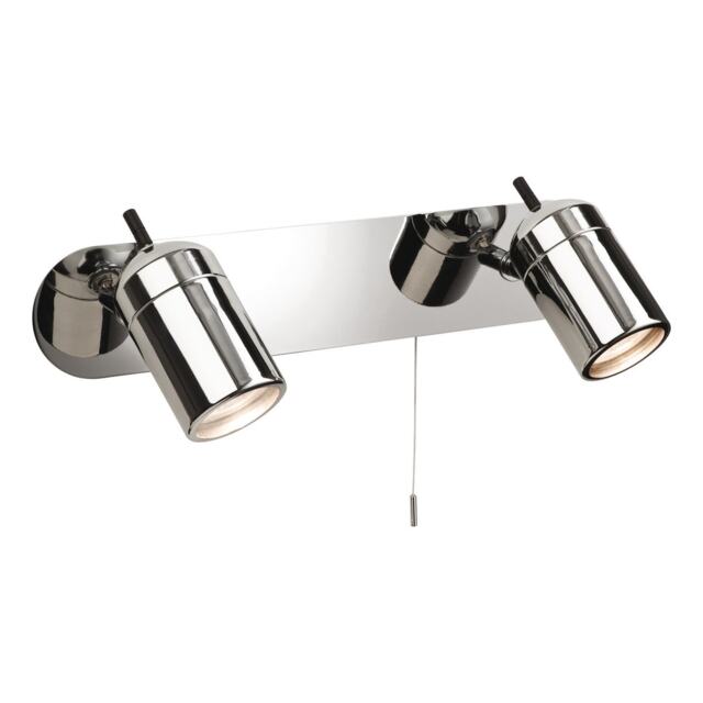 Atlantic 2 Light Spotlights Bar Switched Bathroom Ceiling Light Chrome IP44, GU10