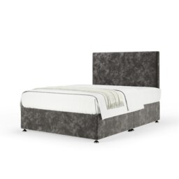 Signature Platinum 2000 Pocket Sprung Charcoal Chenille Divan Set And Valencia Headboard Small Single