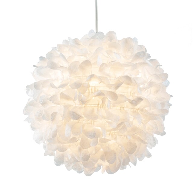 Chic Designer 30cm Pendant Light Shade with White Fabric Folded Petals White White 1