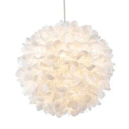 Chic Designer 30cm Pendant Light Shade with White Fabric Folded Petals White White 1