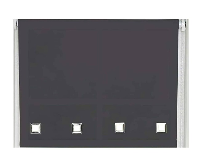 80cm Black Square Eyelet Edge Roller Blind Black Black