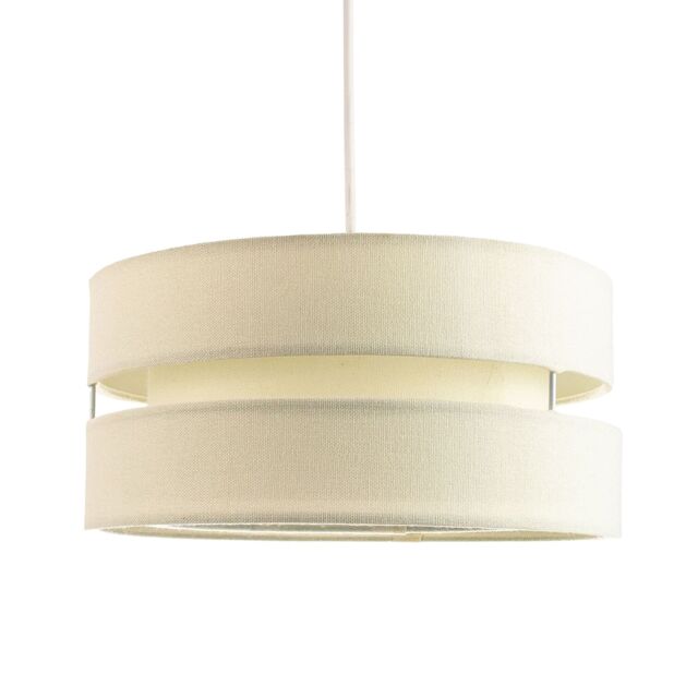 Contemporary Quality Cream Linen Fabric Triple Tier Ceiling Pendant Light Shade Cream Cream 1