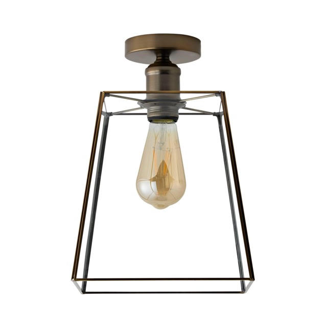 ValueLights Susie Antique Brass Flush Ceiling Light Bronze