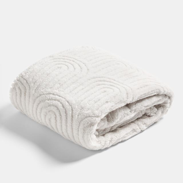 OHS Tufted Arches Throw Teddy Fleece Blanket Winter Soft Warm Bedspread - 125 x 150cm Grey Stone