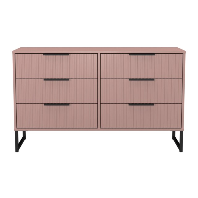 Menai 6 Drawer Wide Chest of Drawers in Kobe Pink (Ready Assembled) Pink Kobe Pink