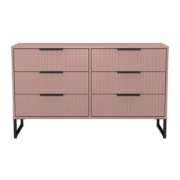 Menai 6 Drawer Wide Chest of Drawers in Kobe Pink (Ready Assembled) Pink Kobe Pink