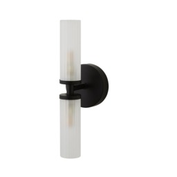ValueLights Canya Black 2 Way IP44 Frosted Glass Wall Light Black