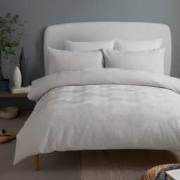 Serene Embossed Geo Duvet Cover Set Grey